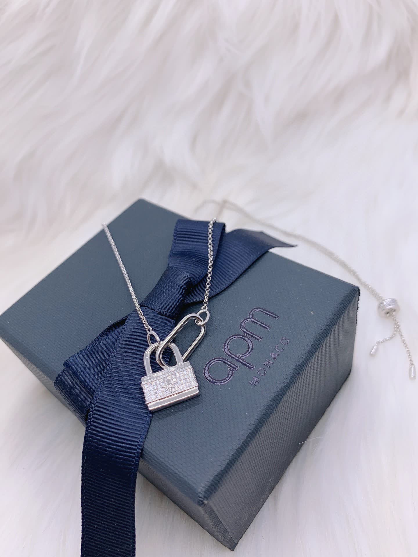 APM Monaco Monaco Silver Lock Pendant Necklace